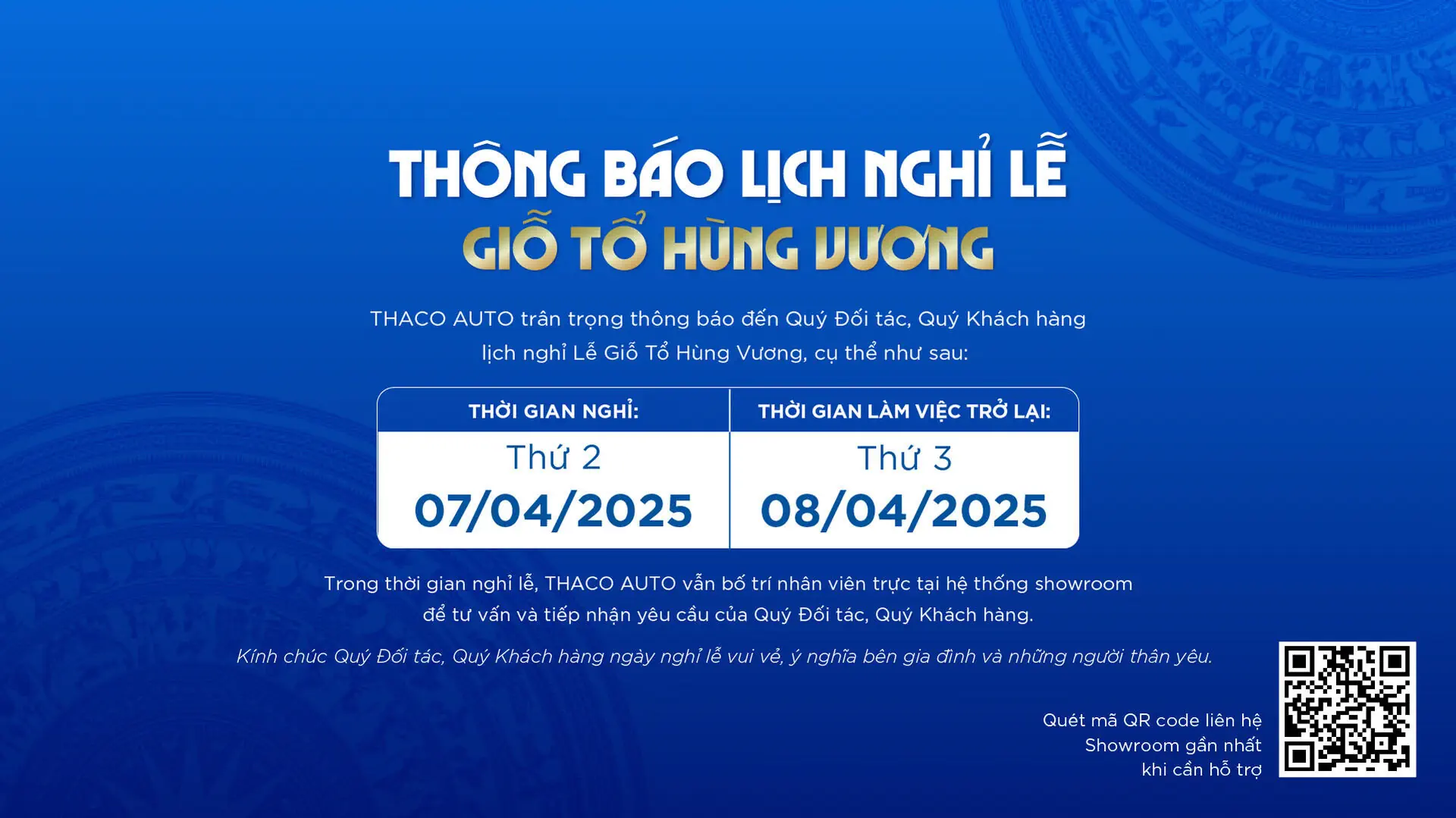 Thông báo lịch nghỉ Lễ Giỗ Tổ Hùng Vương