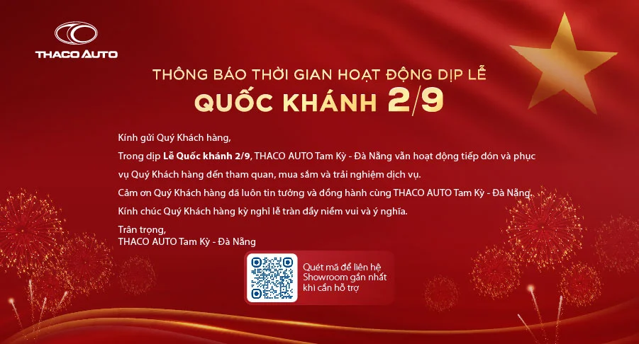 THÔNG BÁO THỜI GIAN HOẠT ĐỘNG DỊP LỄ QUỐC KHÁNH 2/9