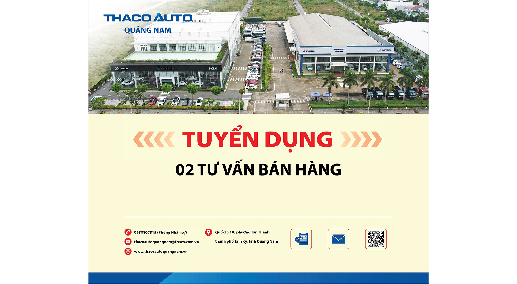 THACO AUTO Quảng Nam tuyển dụng tư vấn bán hàng